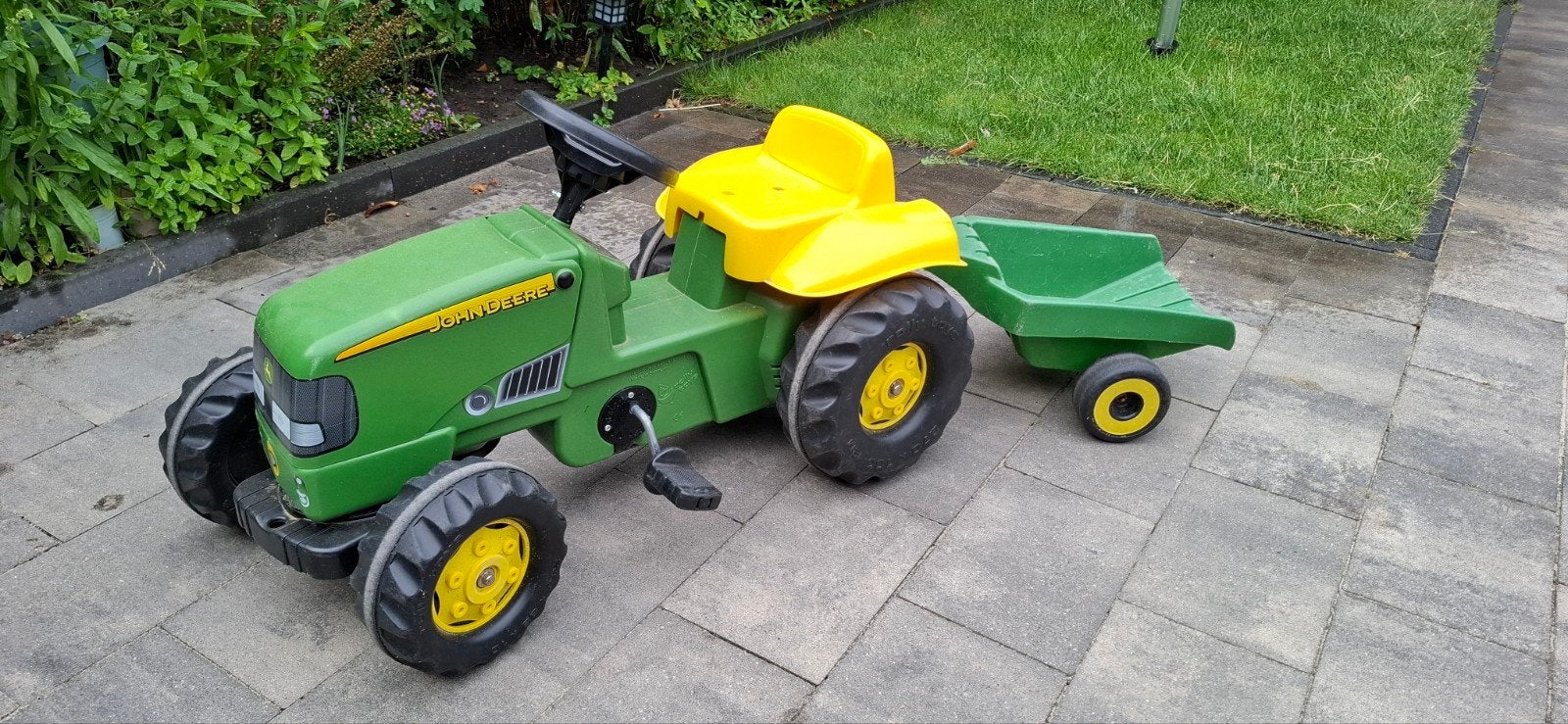 John Deere traptrekker met aanhanger, Kinderen en Baby's, Speelgoed | Buiten | Voertuigen en Loopfietsen, Ophalen, Gebruikt, Trapvoertuig
