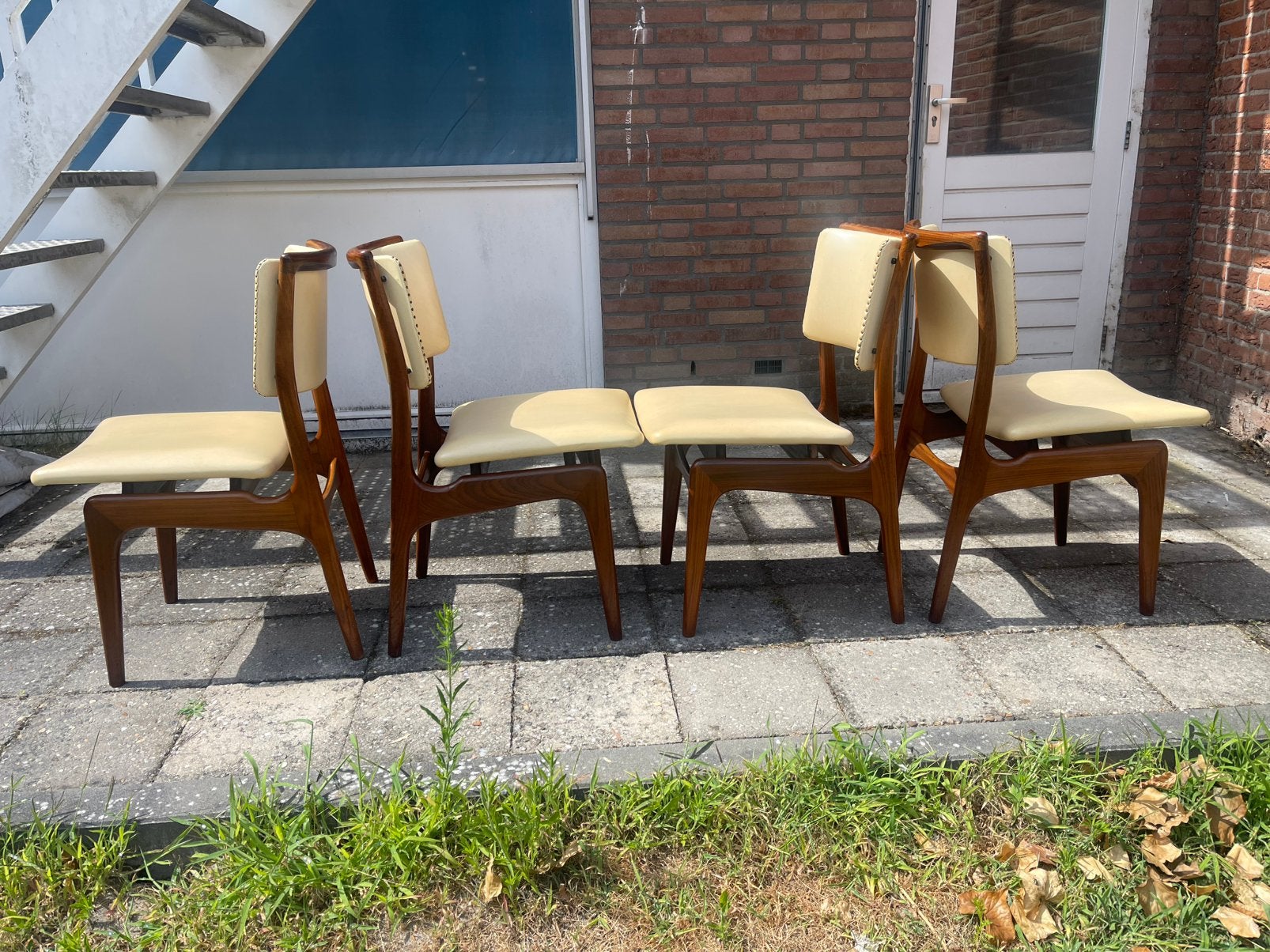 Vintage teakhouten stoelen (4), Ophalen, O, O, O