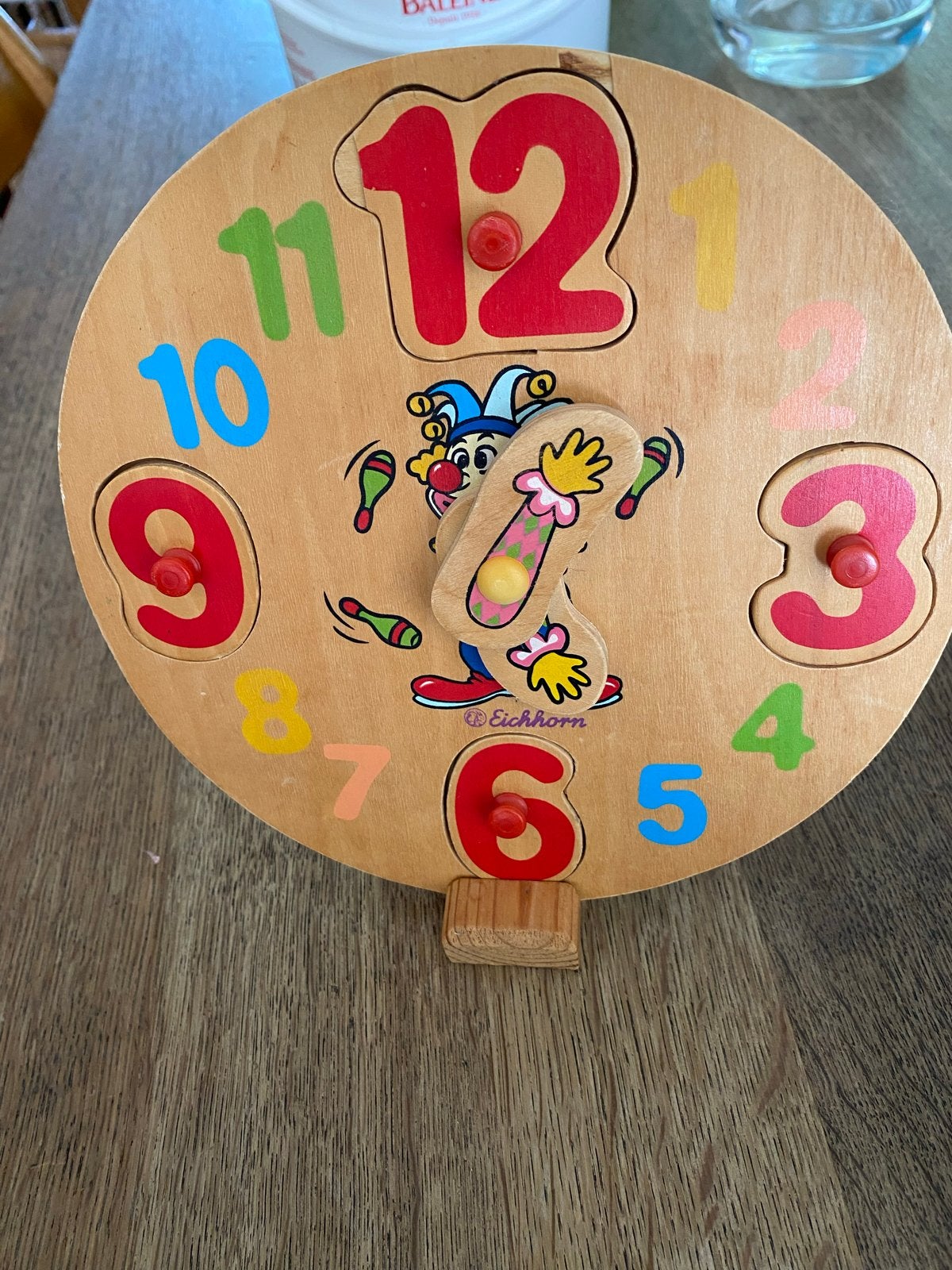 Houten leerklok met puzzelstukken - Eichhorn, Kinderen en Baby's, Speelgoed | Educatief en Creatief, Ophalen of Verzenden, Gebruikt