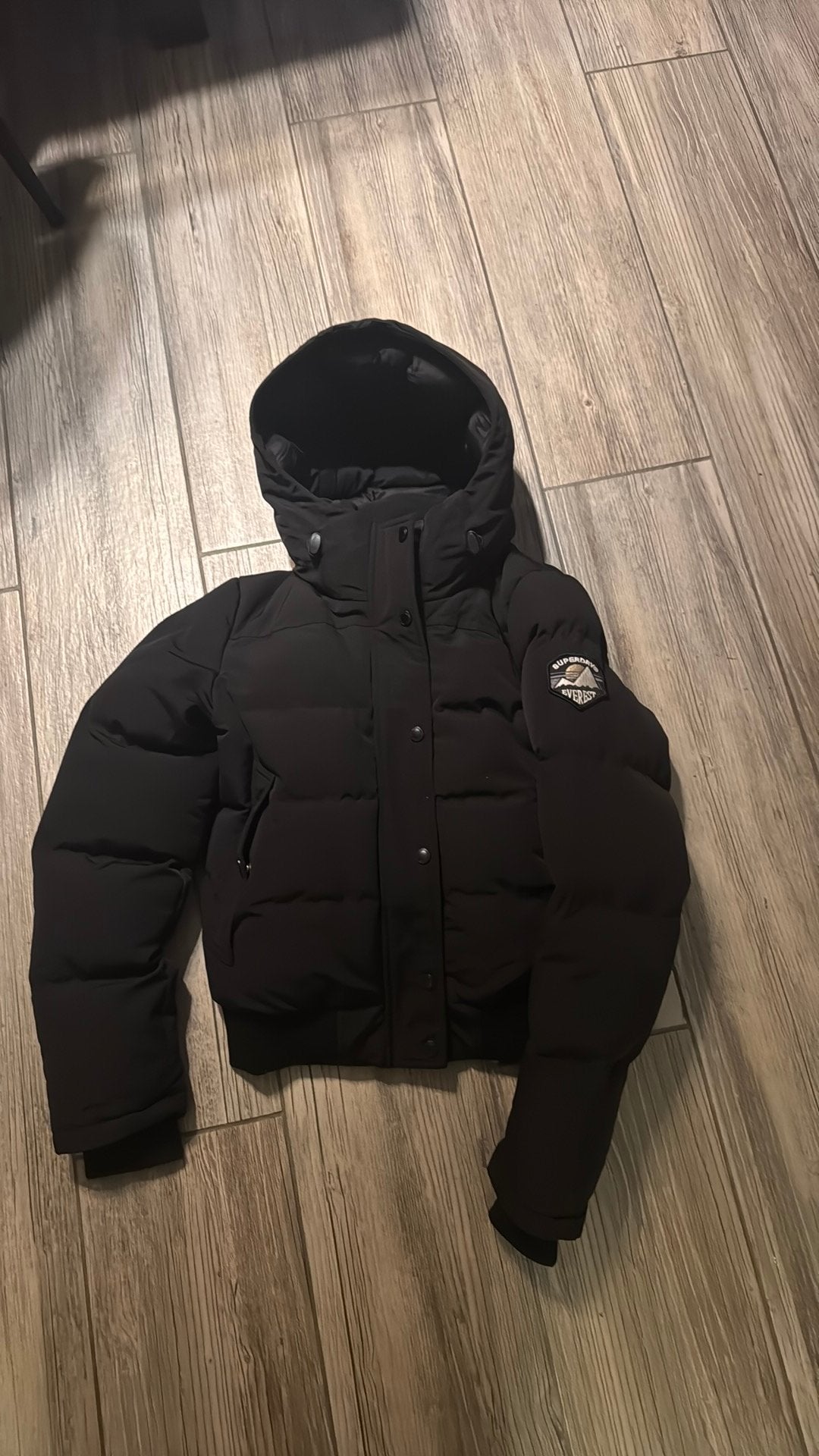 Zwarte superdry jas maatje s, Kleding | Heren, Jassen | Winter, Ophalen, Zo goed als nieuw, Zwart