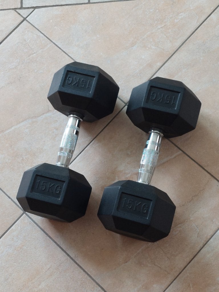 Hexagon dumbbells 15kg set van 2, Ophalen, Gebruikt, Armen, Dumbbell