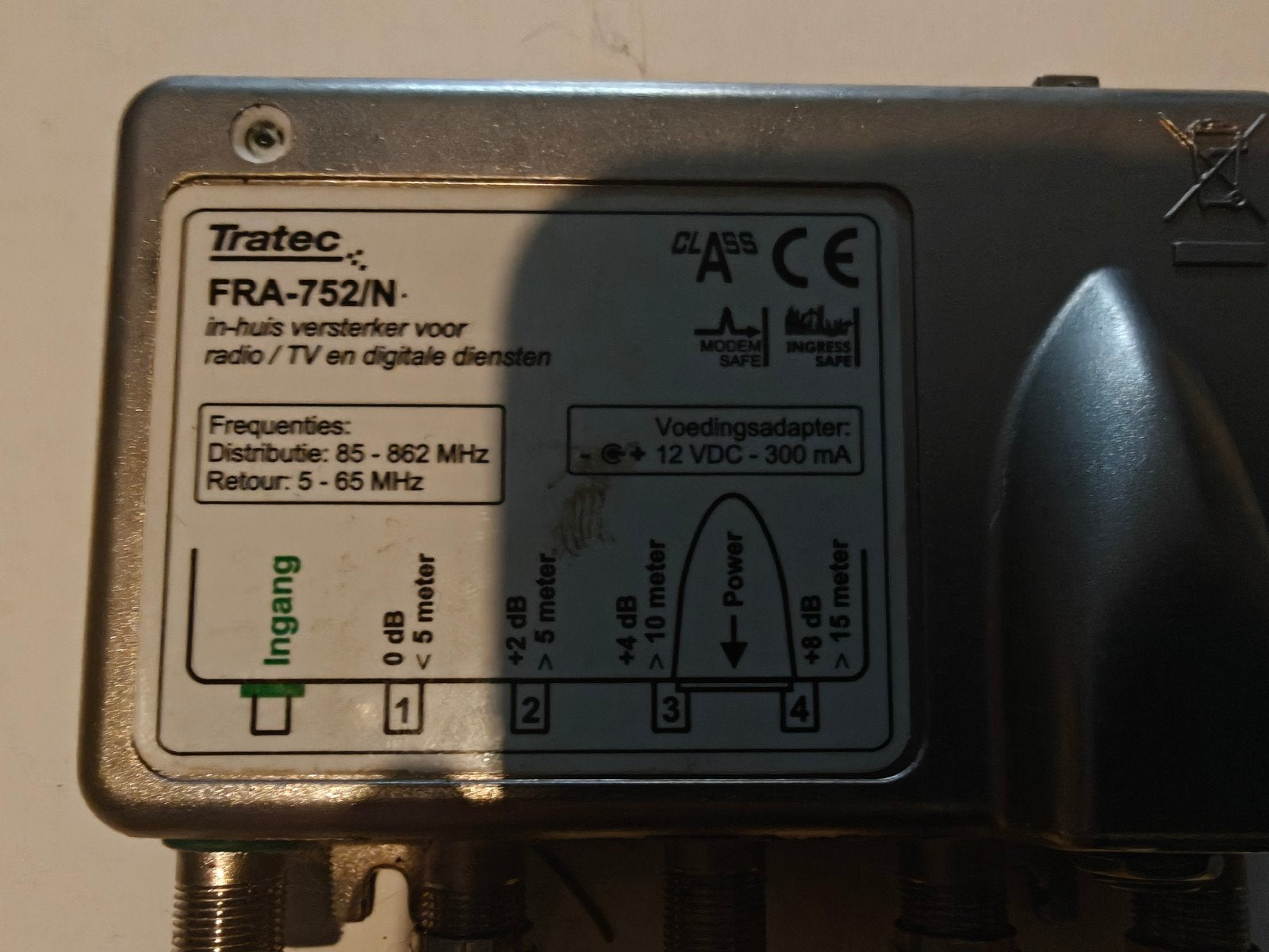 Tratec FRA-752/N in-huis versterker voor radio/tv, Verzenden, Gebruikt, Minder dan 2 meter, Overige kabels