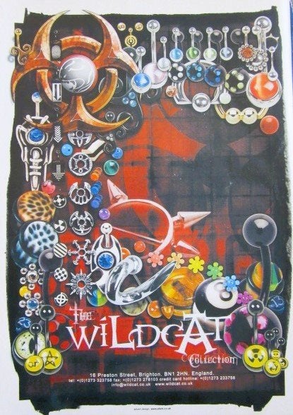 4 vintage advertenties Wilcat Voodoo Rising 01 piercing ring, Verzamelen, Ophalen of Verzenden, Gebruikt, Gebruiksvoorwerp
