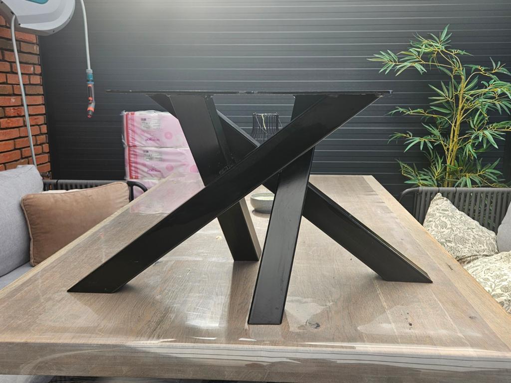 Zwarte metalen tafelpoot - Spin onderstel, Huis en Inrichting, Tafelonderdelen, Ophalen, Tafelpoot, Gebruikt, 100 tot 150 cm