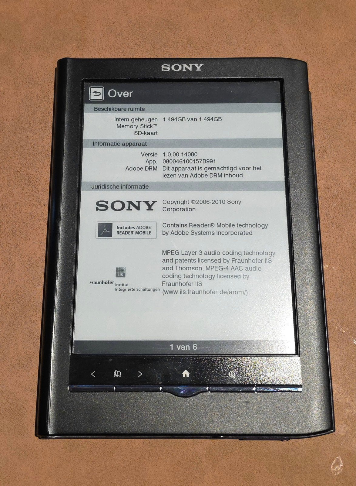 Sony E-reader PRS-650 met SD-kaart en fysieke knoppen, Gebruikt, 6 inch of minder, Ophalen of Verzenden, 4 GB of minder
