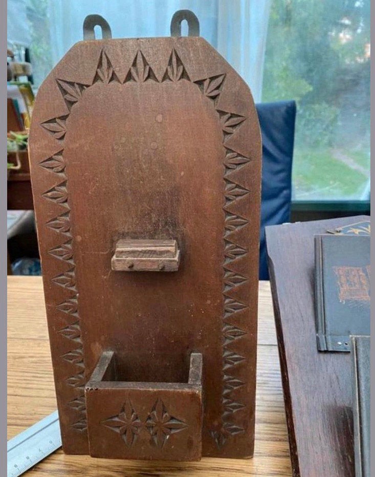 Eiken Luciferhouder , Handgestoken 15x 30 cm, Ophalen of Verzenden