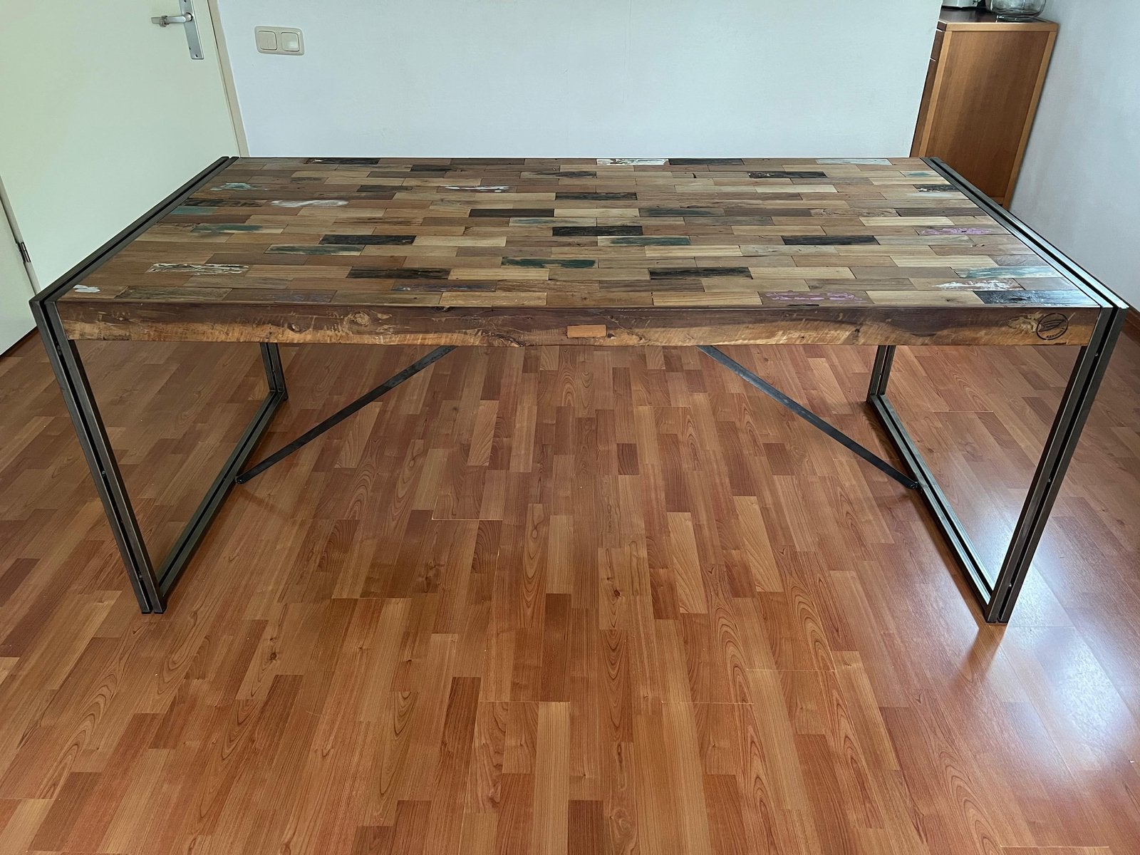 Boothout eetkamertafel, Ophalen, Gebruikt, 200 cm of meer, 50 tot 100 cm
