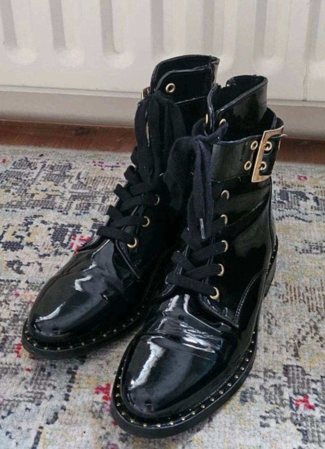 Omoda zwart lakleren veterlaarsjes, maat 36, Zwart, Lage of Enkellaarzen, Ophalen of Verzenden, Zo goed als nieuw