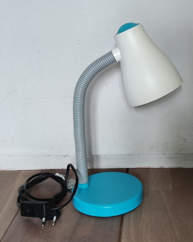 Turquoise /witte staande schemerlamp, Ophalen of Verzenden, Gebruikt