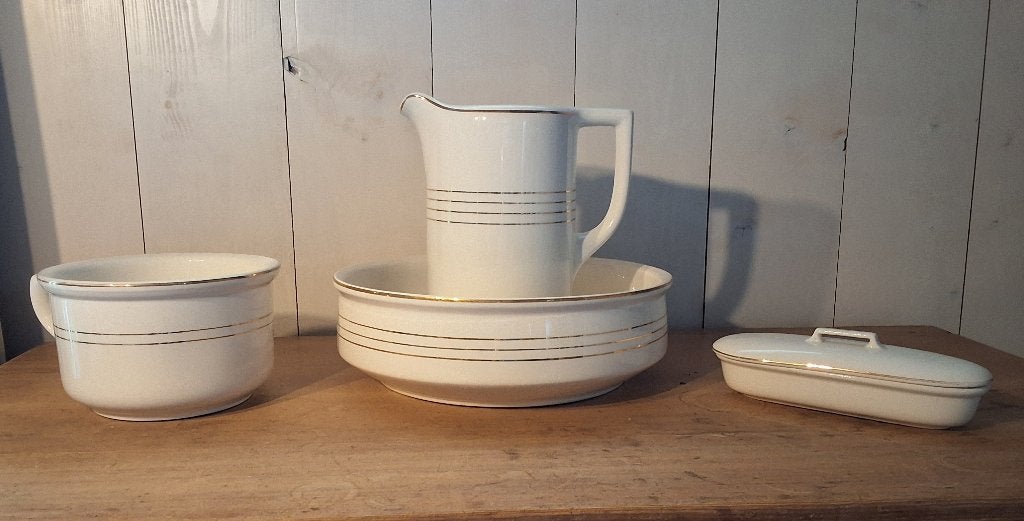 Antieke Lampet stel met Gouden Randen - Made in Holland, Ophalen
