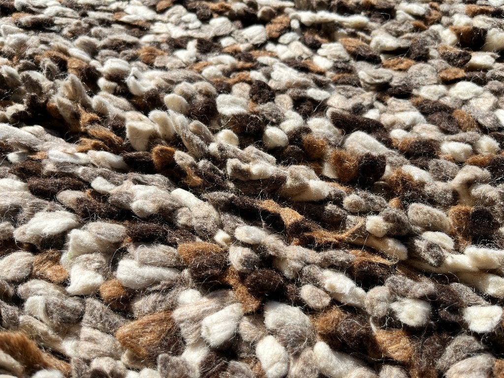 Wollen Vloerkleed 2x3m - Bruin, Beige, Wit Tapijt, Huis en Inrichting, Stoffering | Tapijten en Kleden, Ophalen, Gebruikt, Stoer