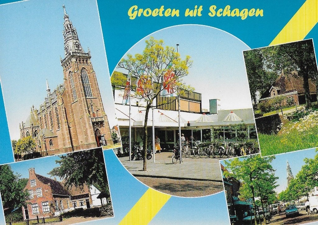 Ch1009 Gelopen Ansichtkaart Groeten uit Schagen, Verzenden, 1980 tot heden, Gelopen