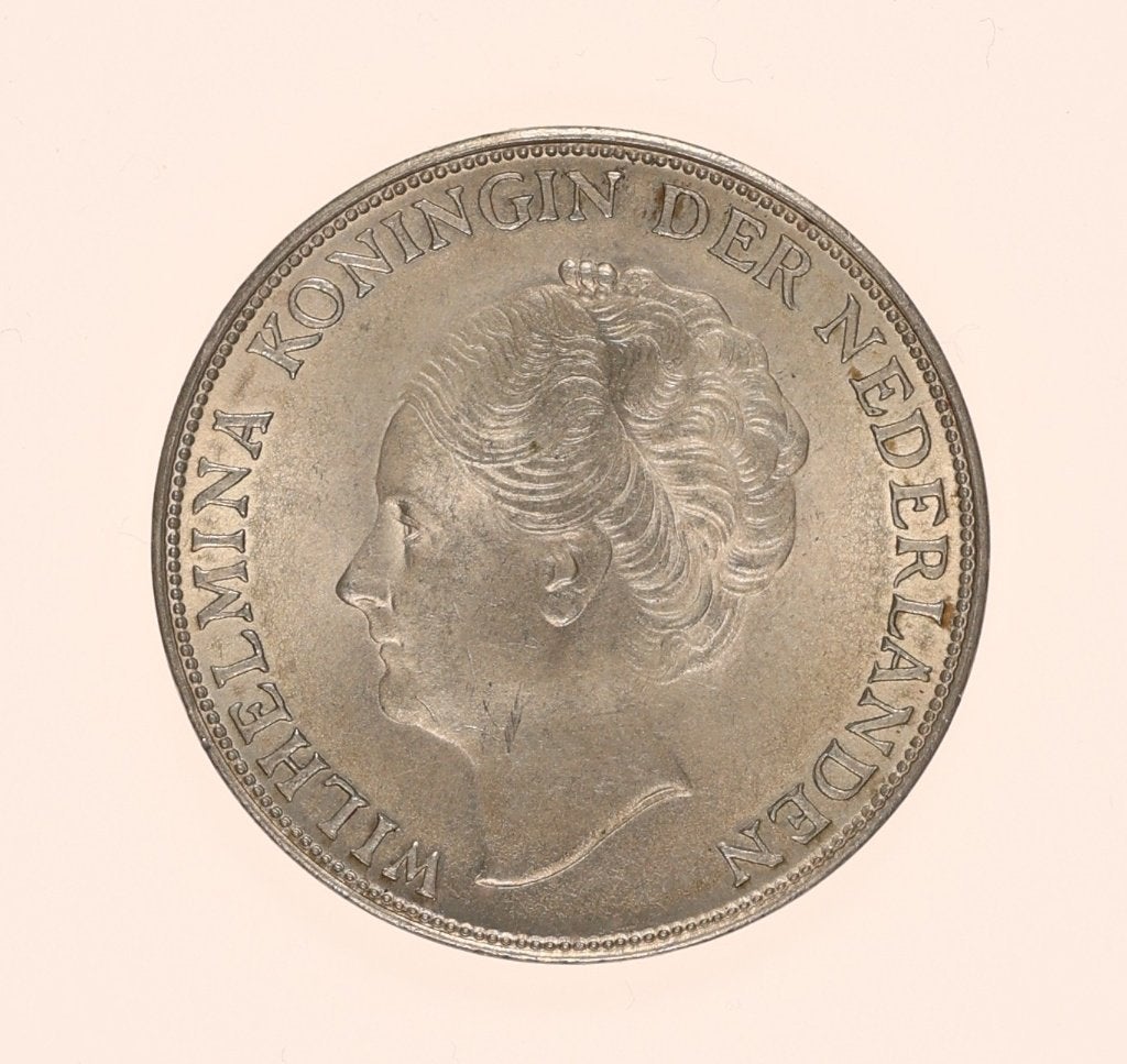 1943D 1 Gulden Wilhelmina UNC, 1 gulden, Verzenden, Zilver, Koningin Wilhelmina