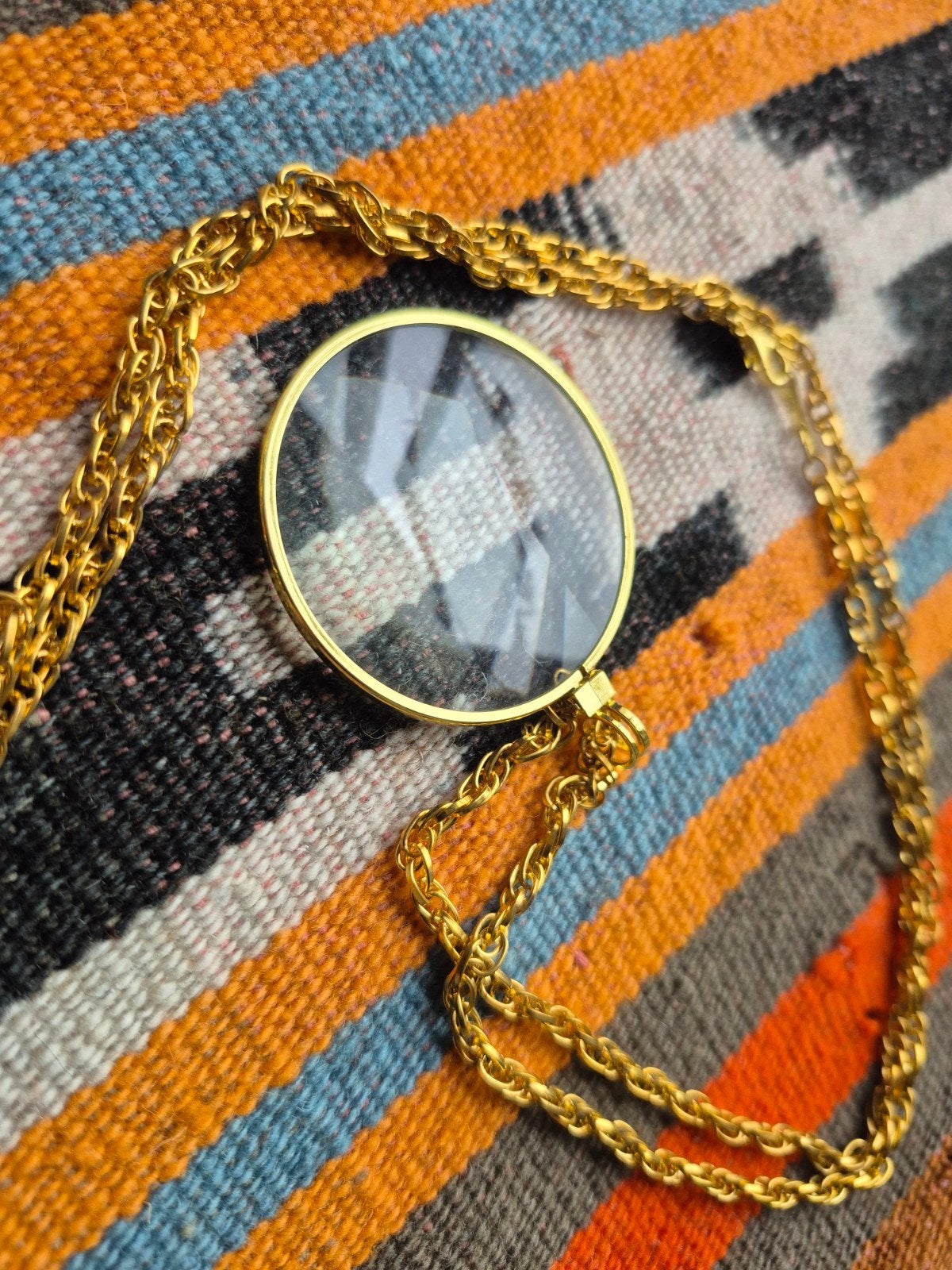 Loep vergrootglas echt glas aan ketting goudkleurig, Ophalen of Verzenden, Zo goed als nieuw, Vergrootglas of Loep