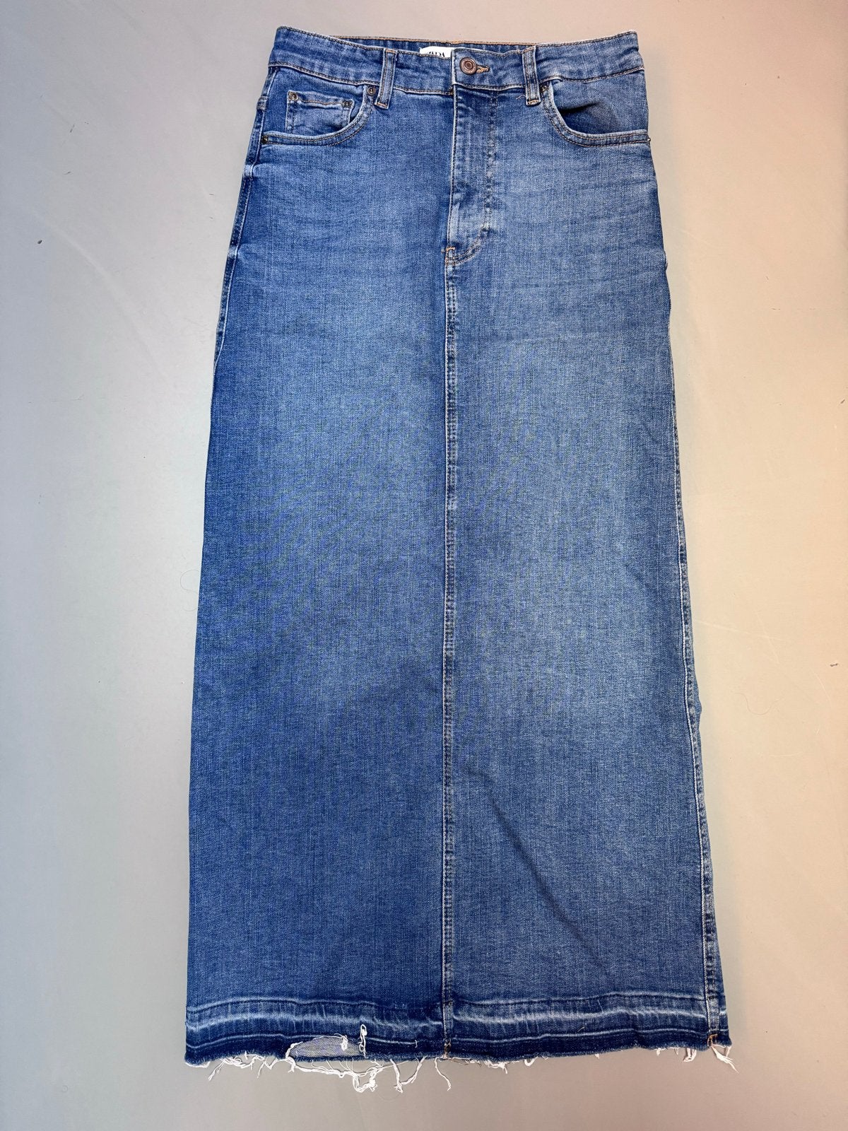 ZARA Denim Maxi Rok - Maat S, Blauw, Ophalen of Verzenden, Zo goed als nieuw, Maat 36 (S)