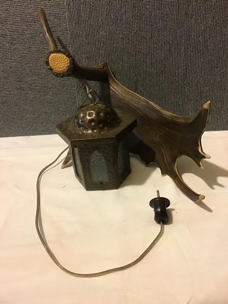 Antieke hanglamp met geweien decoratie, Ophalen of Verzenden, Zo goed als nieuw