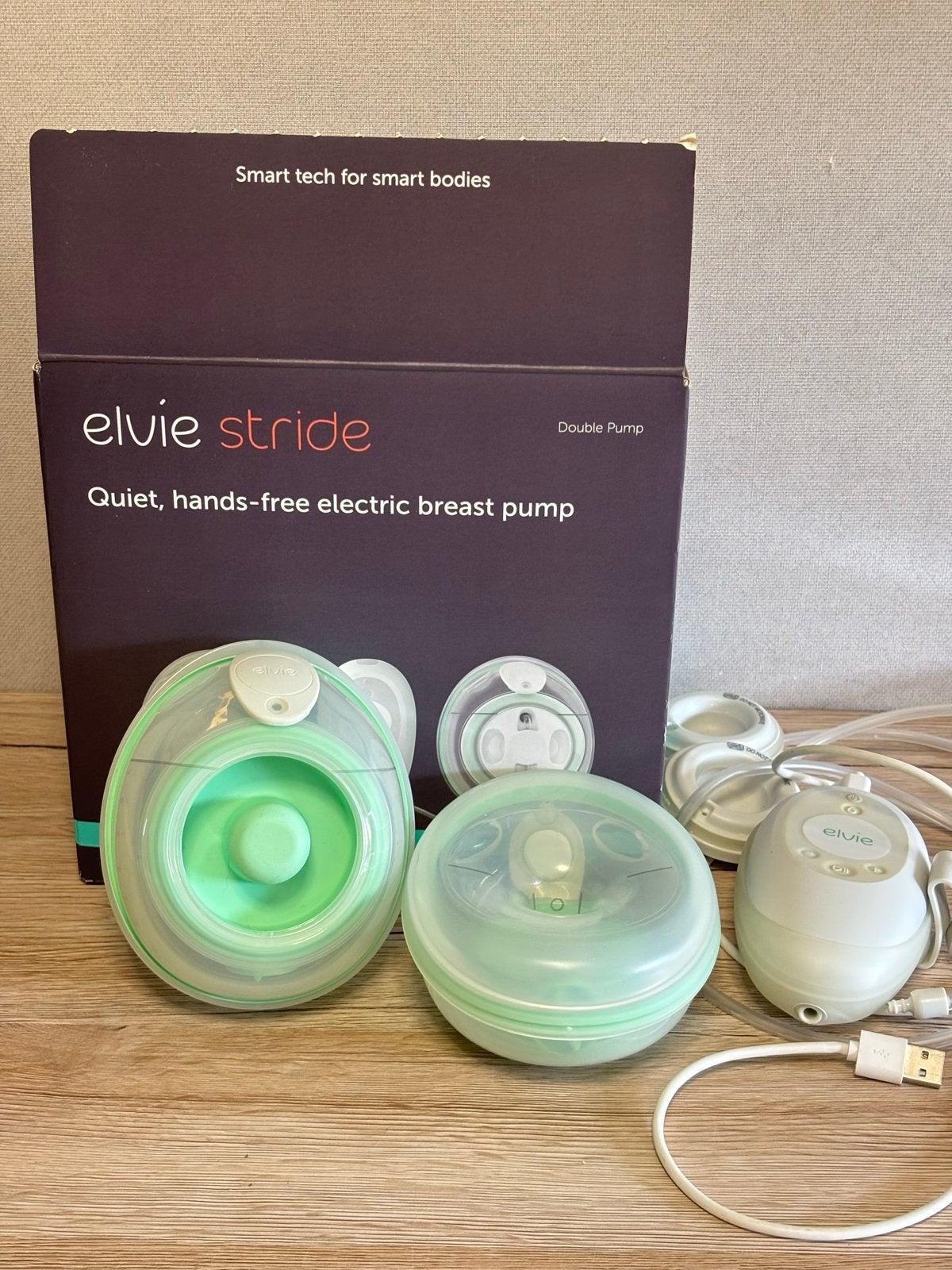 Elvie Stride Dubbele Borstkolf - Handsfree en Stil, Gebruikt, Borstkolf, Ophalen of Verzenden, Elvie