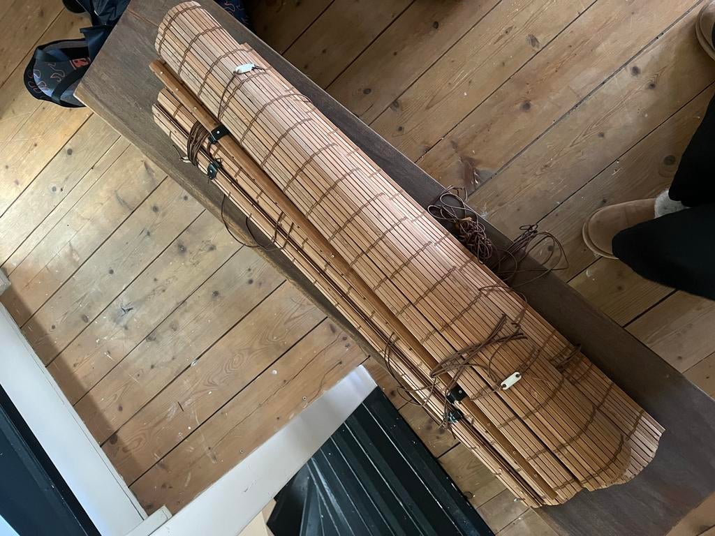 3 bamboe rolluiken 175x88 cm, Ophalen, Bruin, 50 tot 100 cm, Zo goed als nieuw