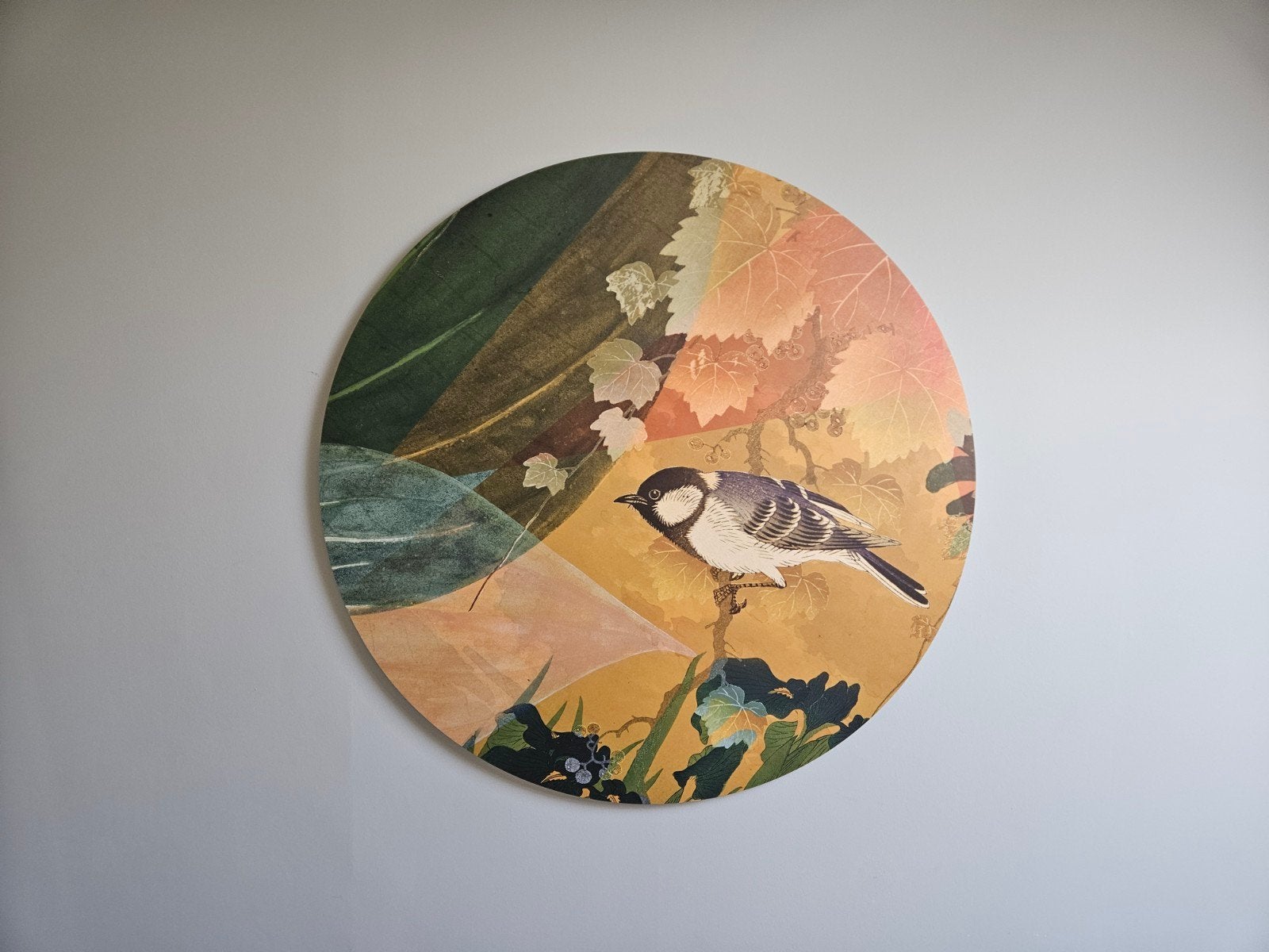 Wallz Muurcirkel Forex 100cm - Botanical Bird, Huis en Inrichting, Woonaccessoires | Wanddecoraties, Ophalen, Meerkleurig, Nieuw
