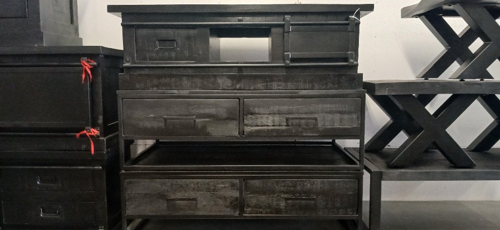 Mango houten salon/dressoir meubels, Ophalen, 100 tot 150 cm, Zo goed als nieuw, Minder dan 100 cm