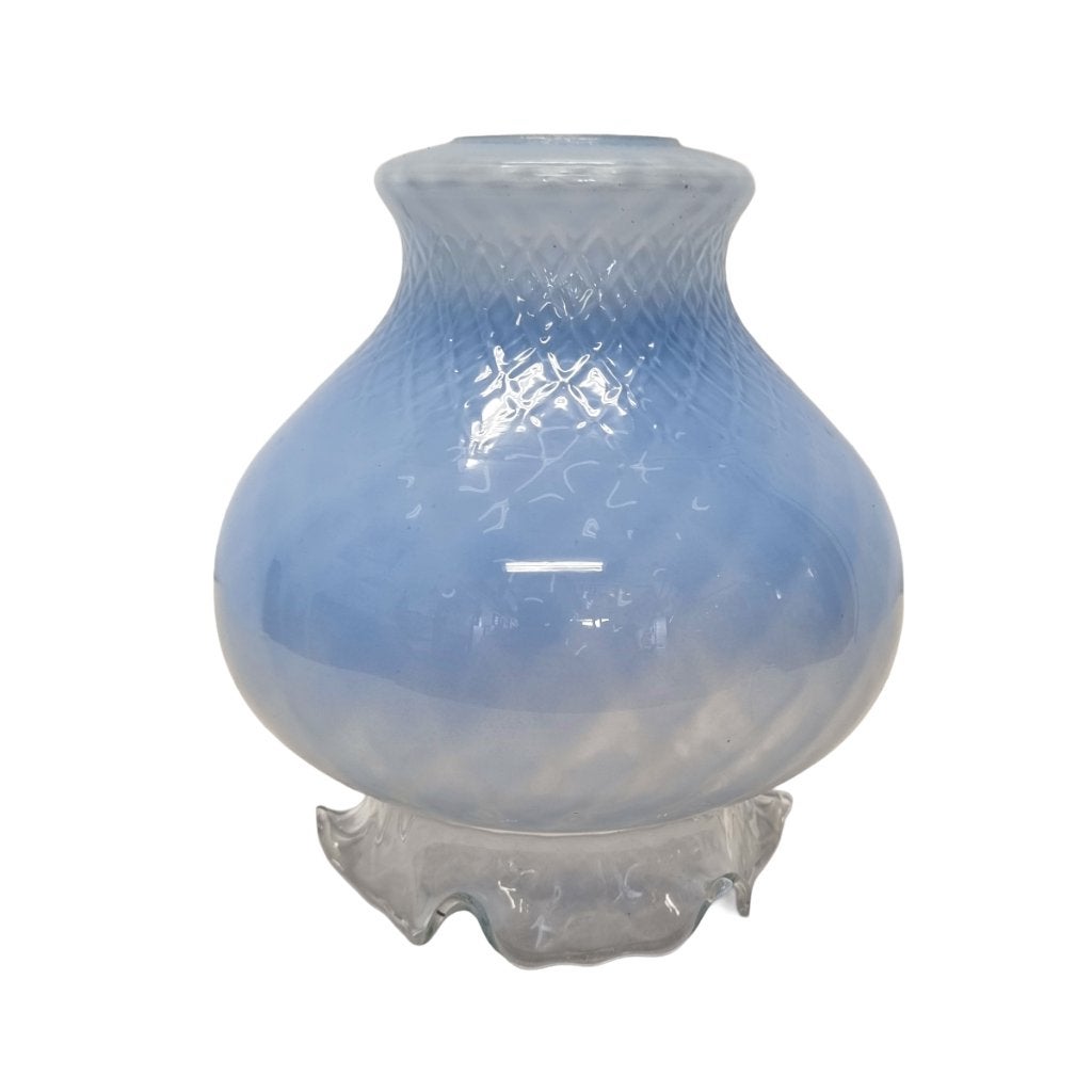 Art Deco blauwe tulpvormige lampenkap, Hanglamp, Gebruikt, Blauw, Ophalen of Verzenden