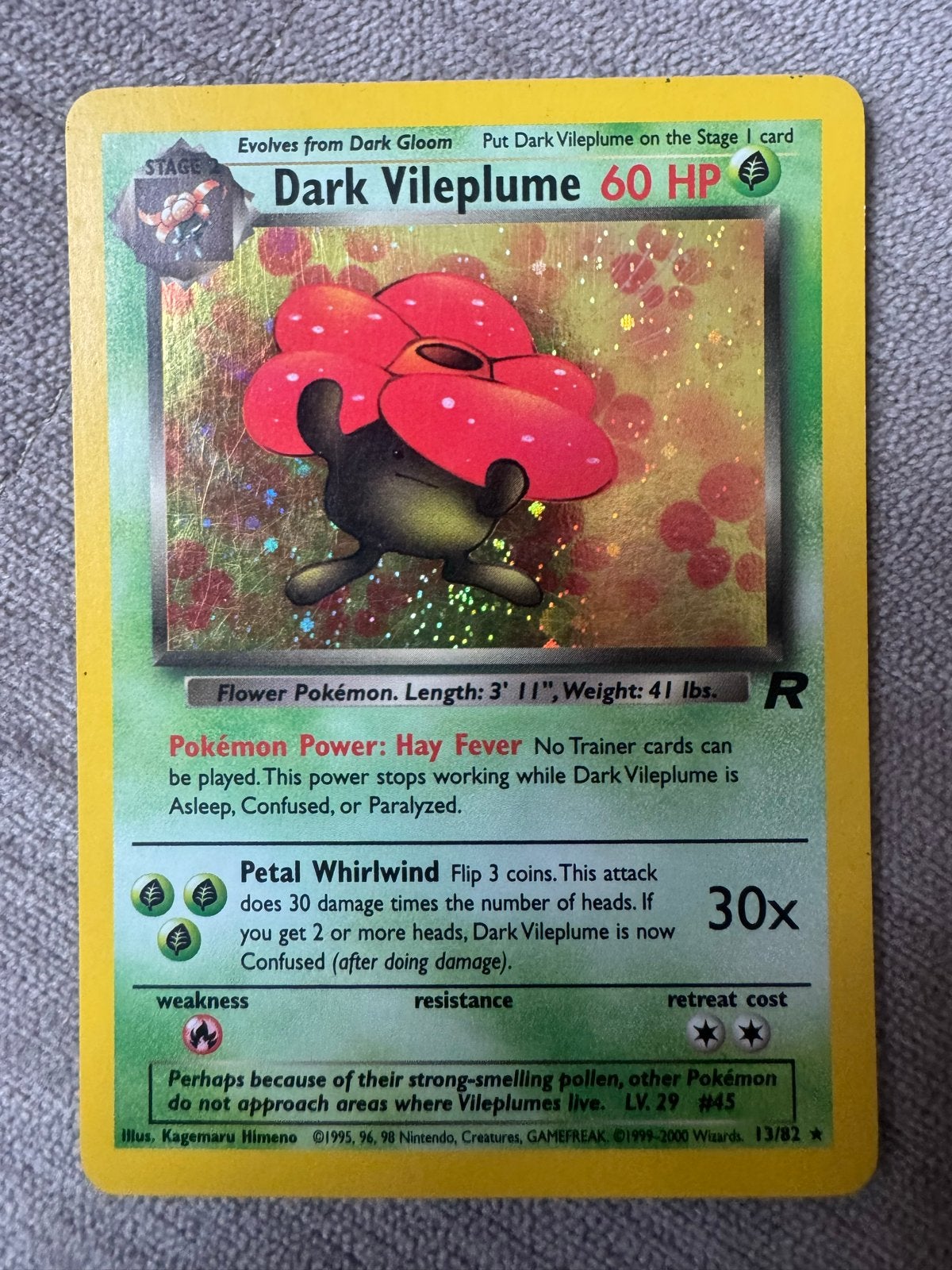 Dark Vileplume 60 HP Pokémon kaart (Foil), Ophalen of Verzenden, Losse kaart, Foil