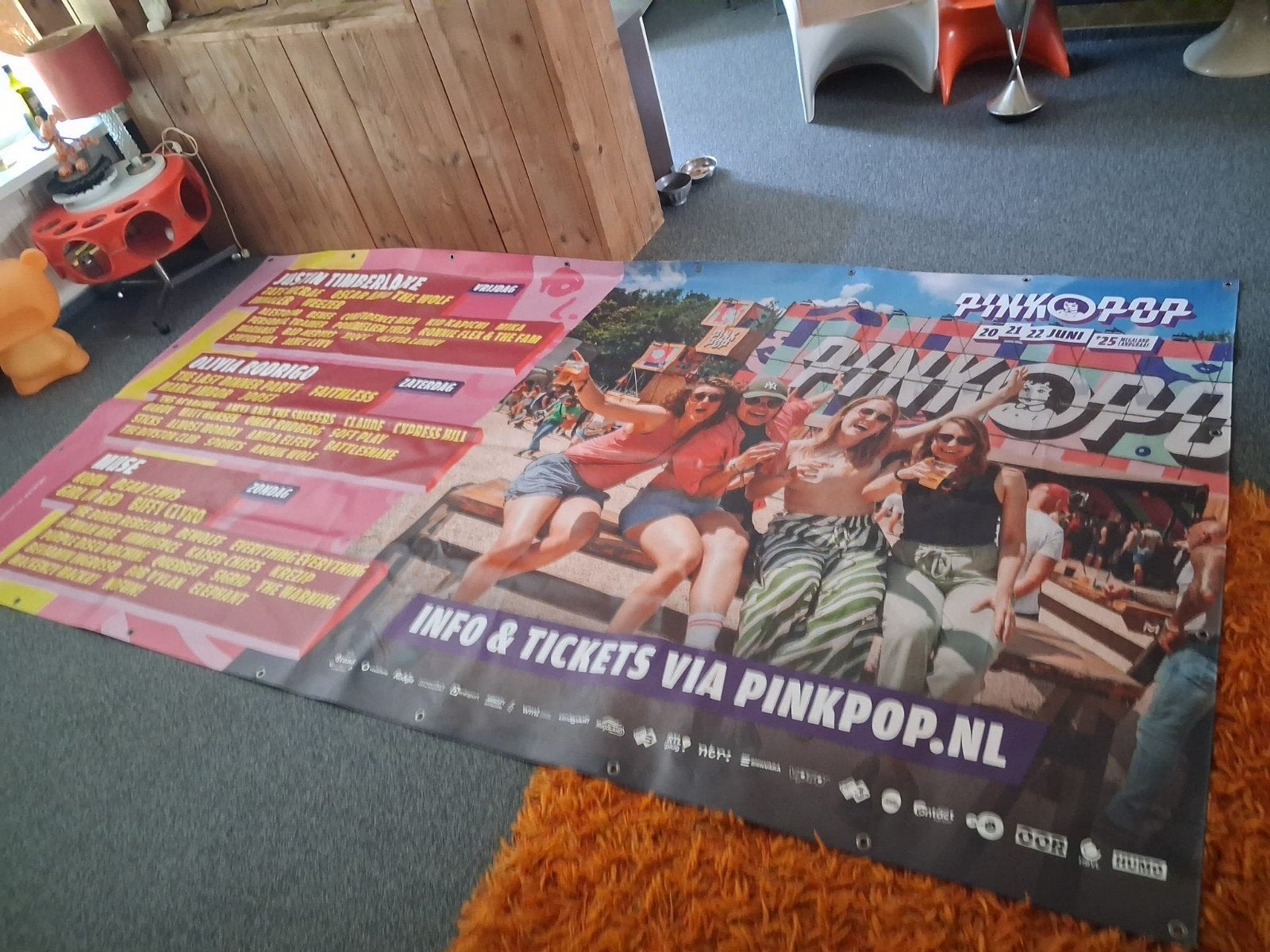 Mega grote originele Pinkpop banner, Eén persoon