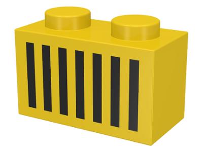 Lego Yellow Brick 1 x 2 with Black Grille with 7 Vertical, Gebruikt, Lego, Ophalen of Verzenden, Space
