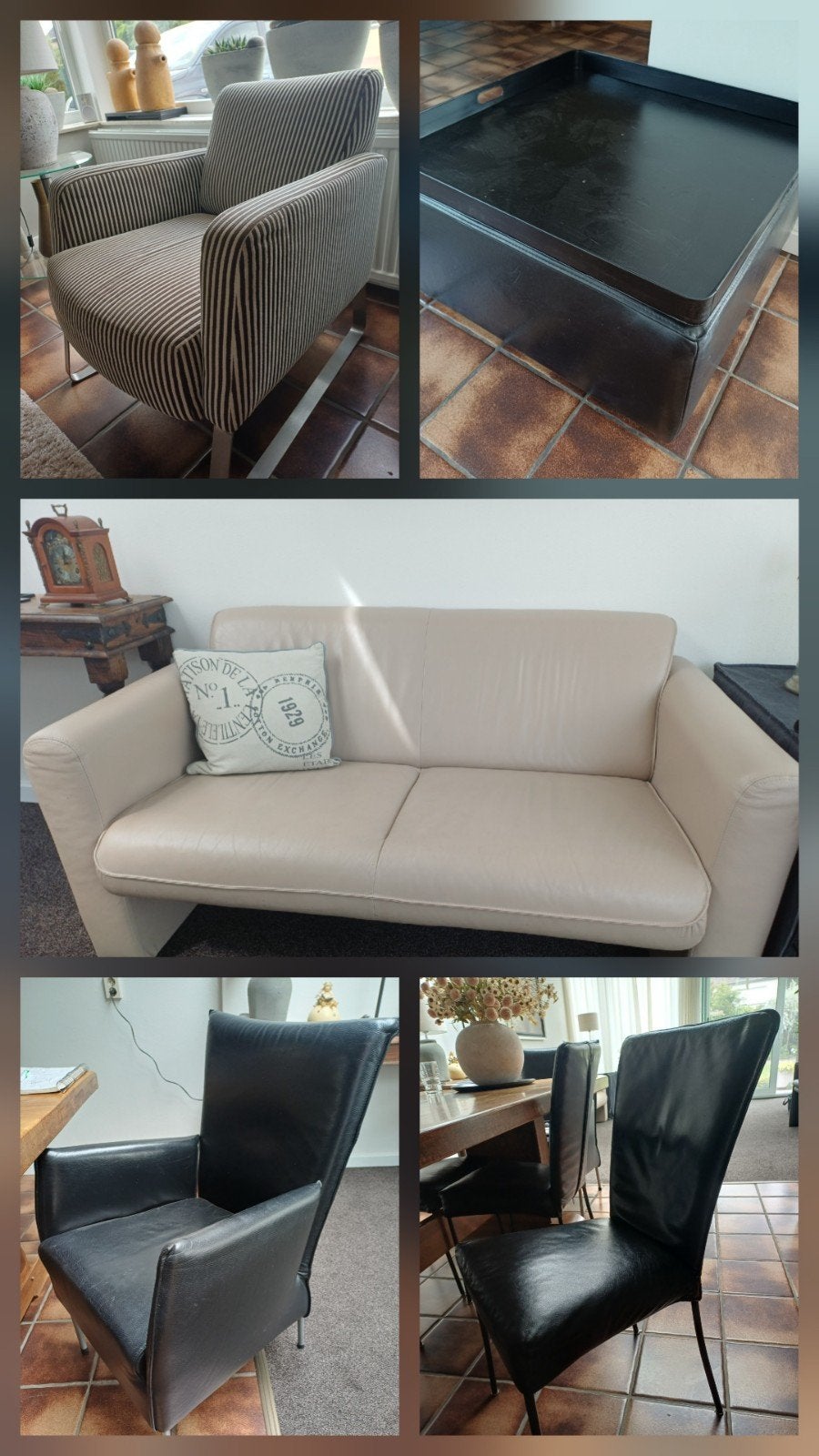 Meubels bank eetkamerstoelen fauteuils en poef, Huis en Inrichting, Ophalen, Gebruikt, 75 tot 100 cm, 50 tot 75 cm