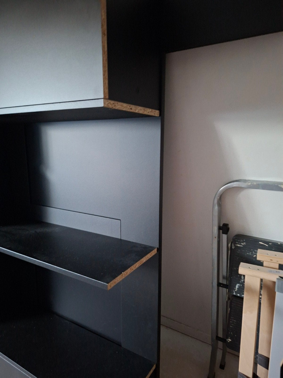 IKEA Brimnes Achterwand 140x200 Zwart met Opbergruimte, Ophalen, Gebruikt, Zwart, Tweepersoons