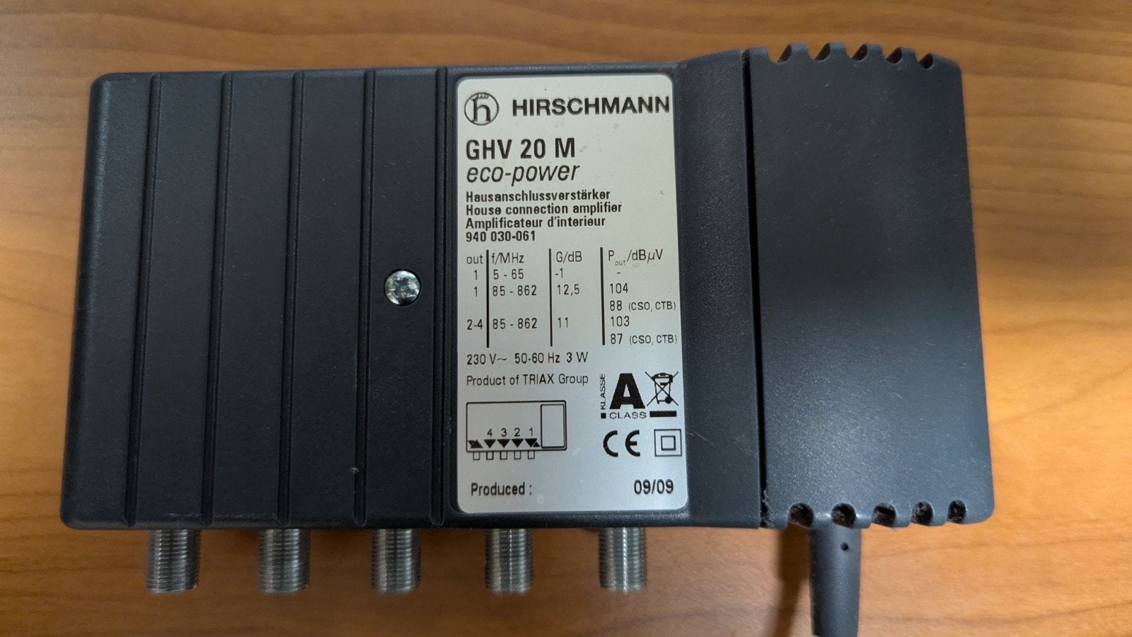 Hirschmann GHV 20 M eco-power versterker, Audio, Tv en Foto, Audiokabels en Televisiekabels, Ophalen, Gebruikt, Minder dan 2 meter