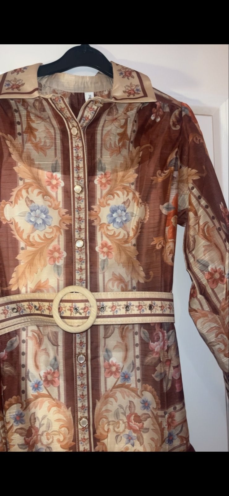 Dupe Zimmermann jurk maat M - Direct ophalen in amsterdam!, Bruin, Gedragen, Onder de knie, Ophalen