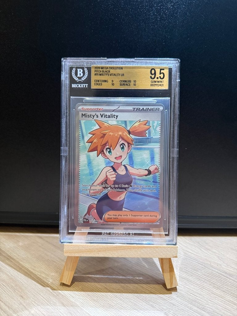 Pokémon BGS 9.5 Misty's Vitality 111 UR Pitch Black, Ophalen of Verzenden, Zo goed als nieuw, Losse kaart