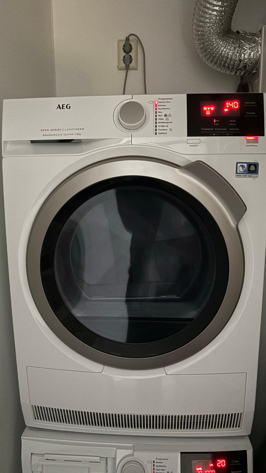 AEG Condensdroger met slangoptie - Werkt prima!, Witgoed en Apparatuur, Ophalen, Gebruikt, 8 tot 10 kg, Voorlader
