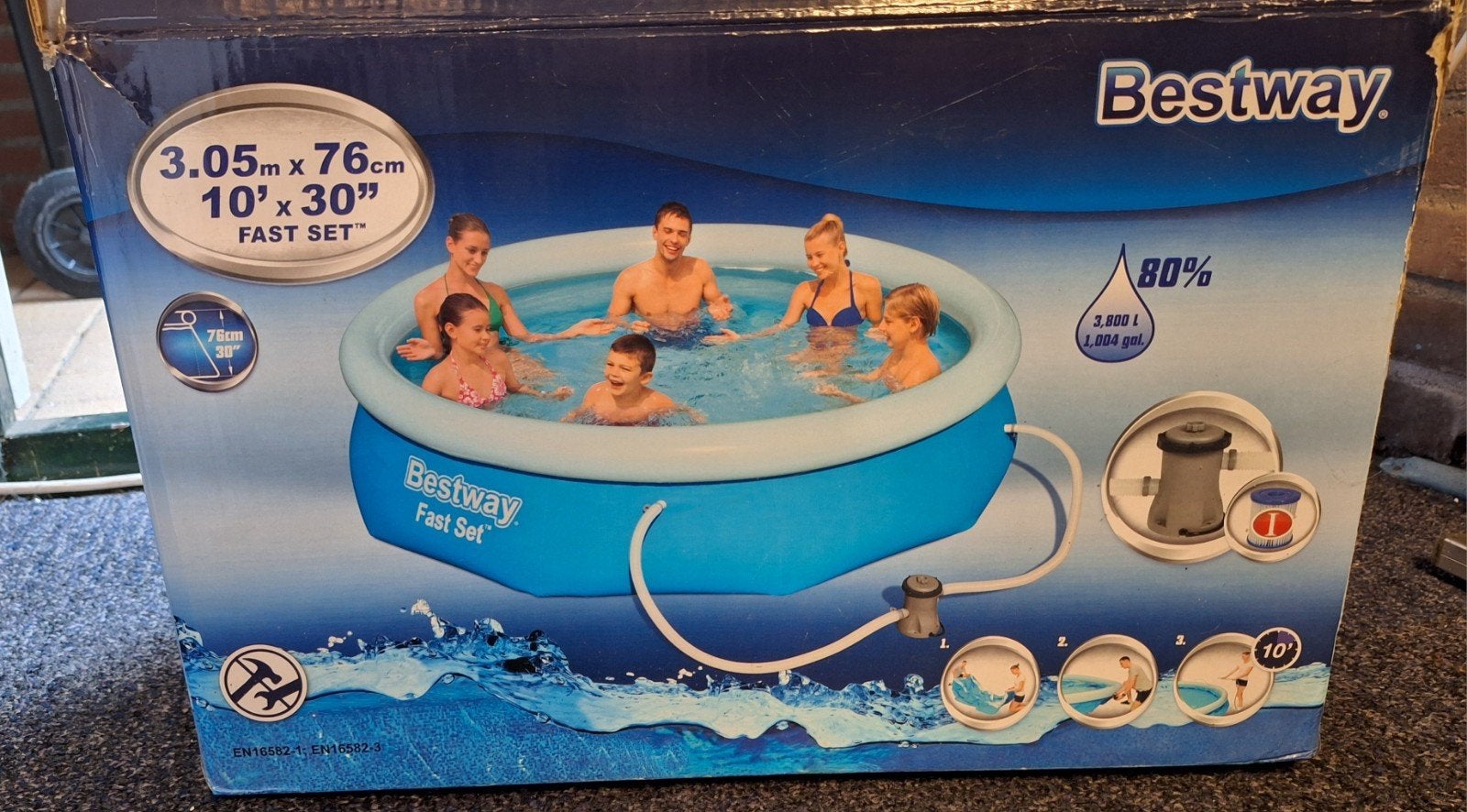 Bestway zwembad, Ophalen, Minder dan 80 cm, Rond, 300 cm of meer