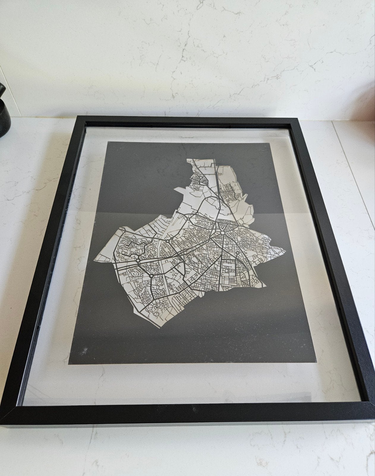 Ingelijste kaart plattegrond van Nijmegen, Ophalen, 50 – 75, Minder dan 50 cm, Gebruikt