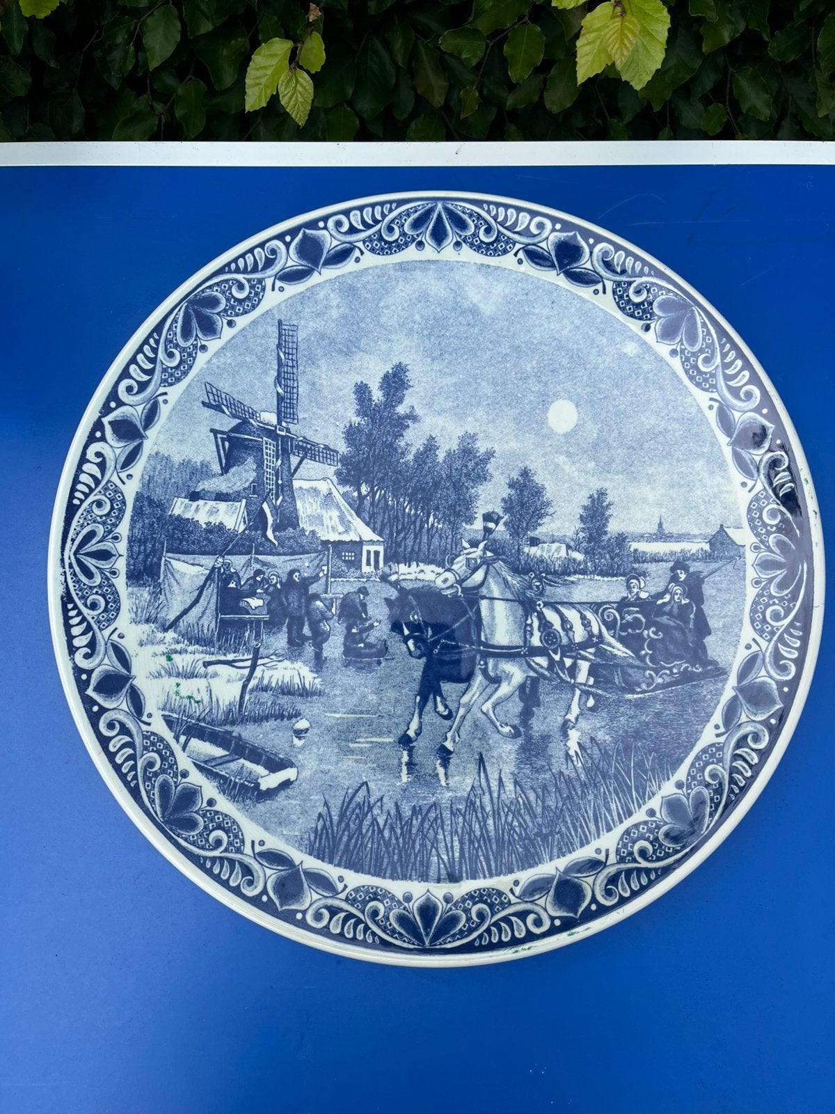 Groot bord Delfts blauw, Ophalen of Verzenden