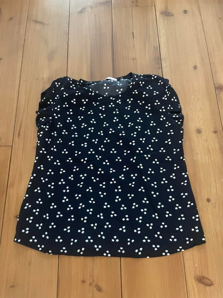 Leuke zwartwitte travelstof top Studio Anneloes, XL, Kleding | Dames, Zwart, Maat 46/48 (XL) of groter, Ophalen of Verzenden, Zo goed als nieuw
