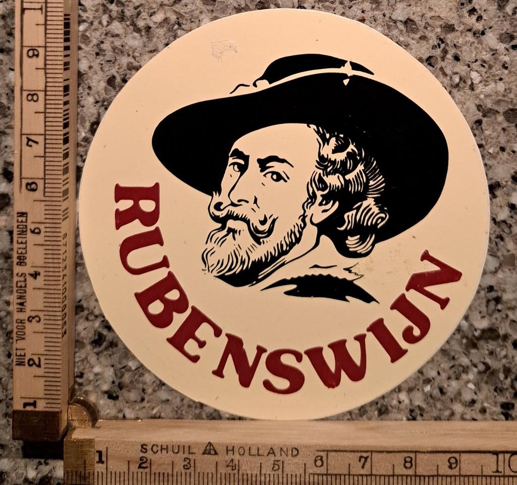 Vintage sticker Rubenswijn merk Schilder Rubens potret, Ophalen of Verzenden, Zo goed als nieuw, Overige typen