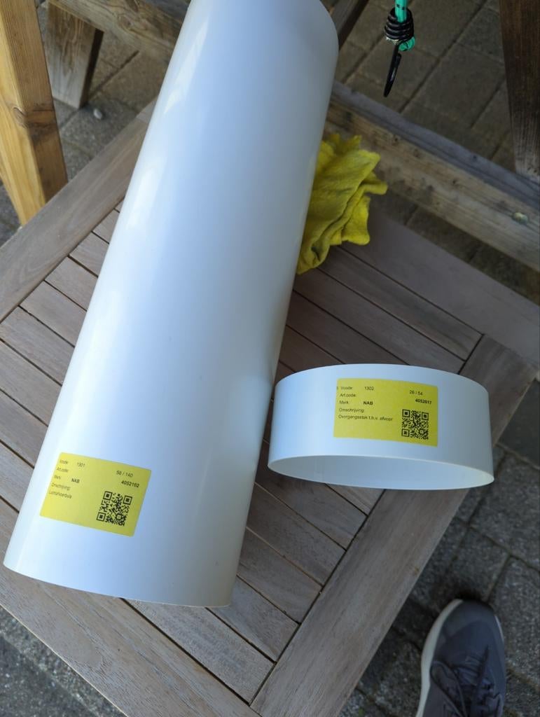Witte PVC afvoerbuis Naber rond 150 en manchet - Nieuw, Ophalen, Afvoer, Pvc, 60 tot 80 mm