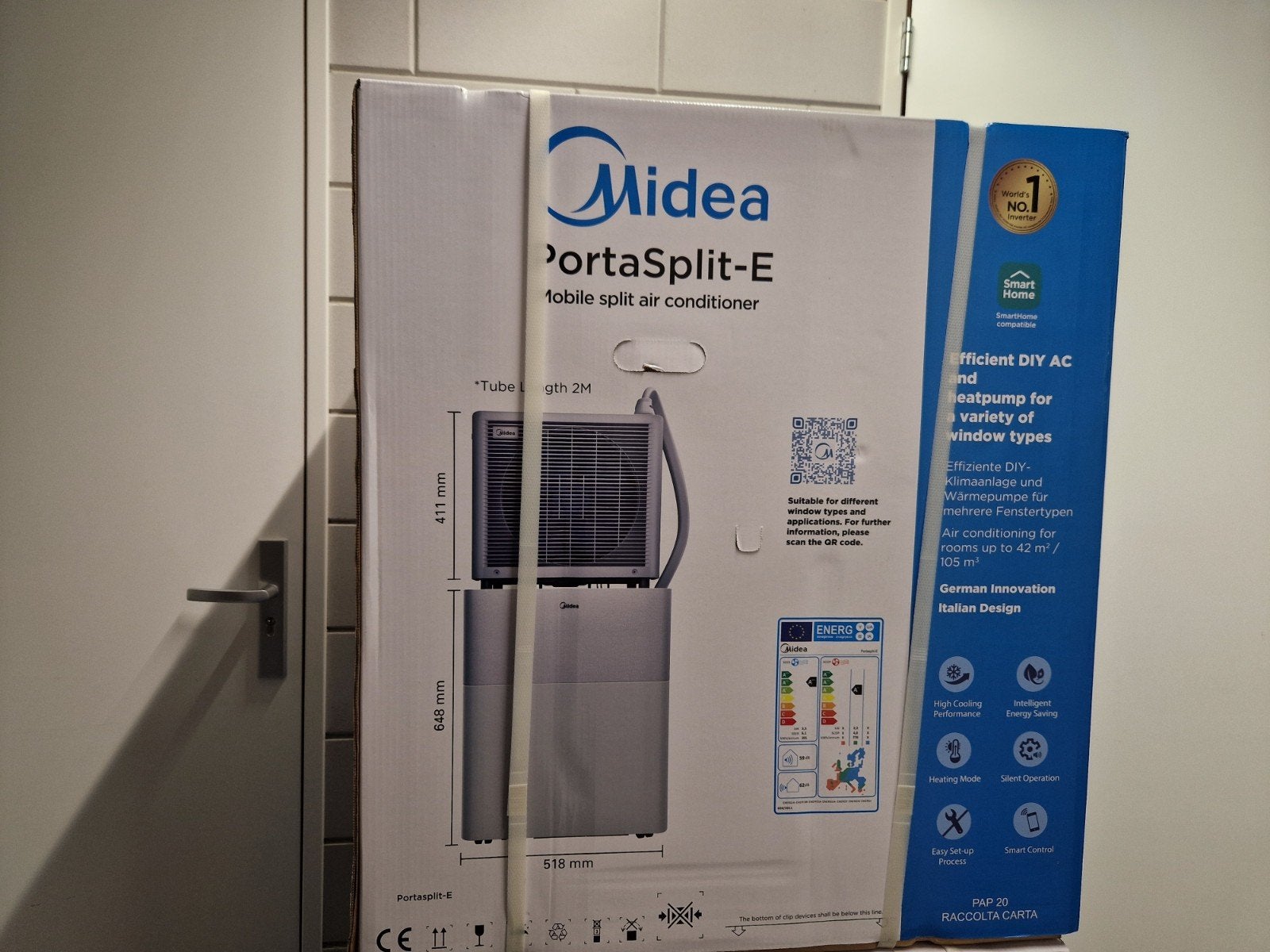 Midea PortaSplit-E Mobiele Airco 12000BTU 3.5kW Nieuw, Witgoed en Apparatuur, Ophalen, Koelen en Ontvochtigen, Nieuw, 3 snelheden of meer
