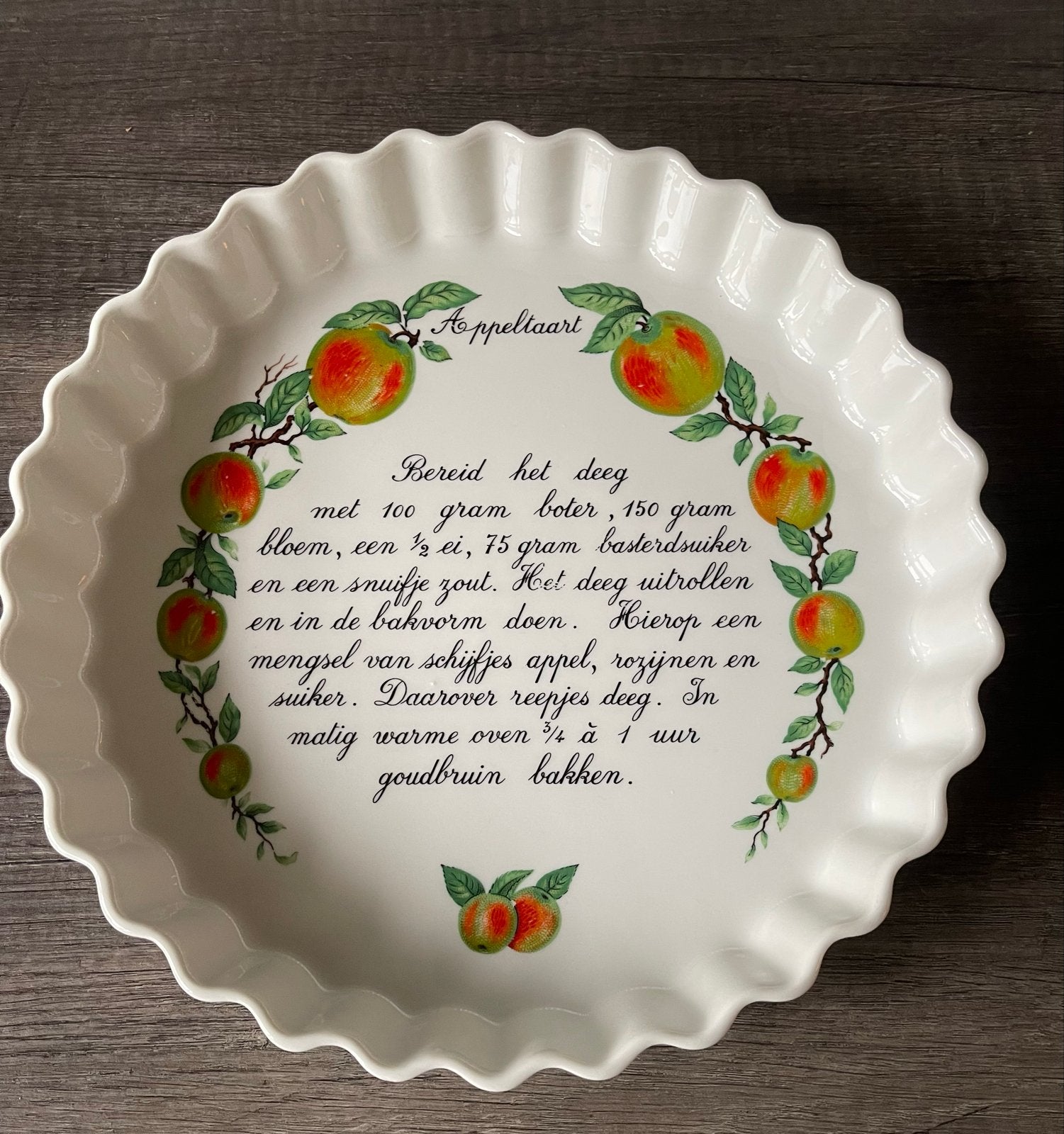 Pillivuyt Appeltaart Ovenschaal met Recept - Porselein, Huis en Inrichting, Ophalen, Gebruikt, Overige merken, Schaal of Schalen