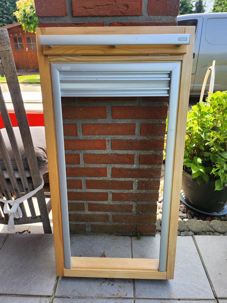 Velux Dakraam met Plissé Gordijn - Buiten 46x88 cm, Gebruikt, Minder dan 80 cm, 80 tot 120 cm, Ophalen of Verzenden