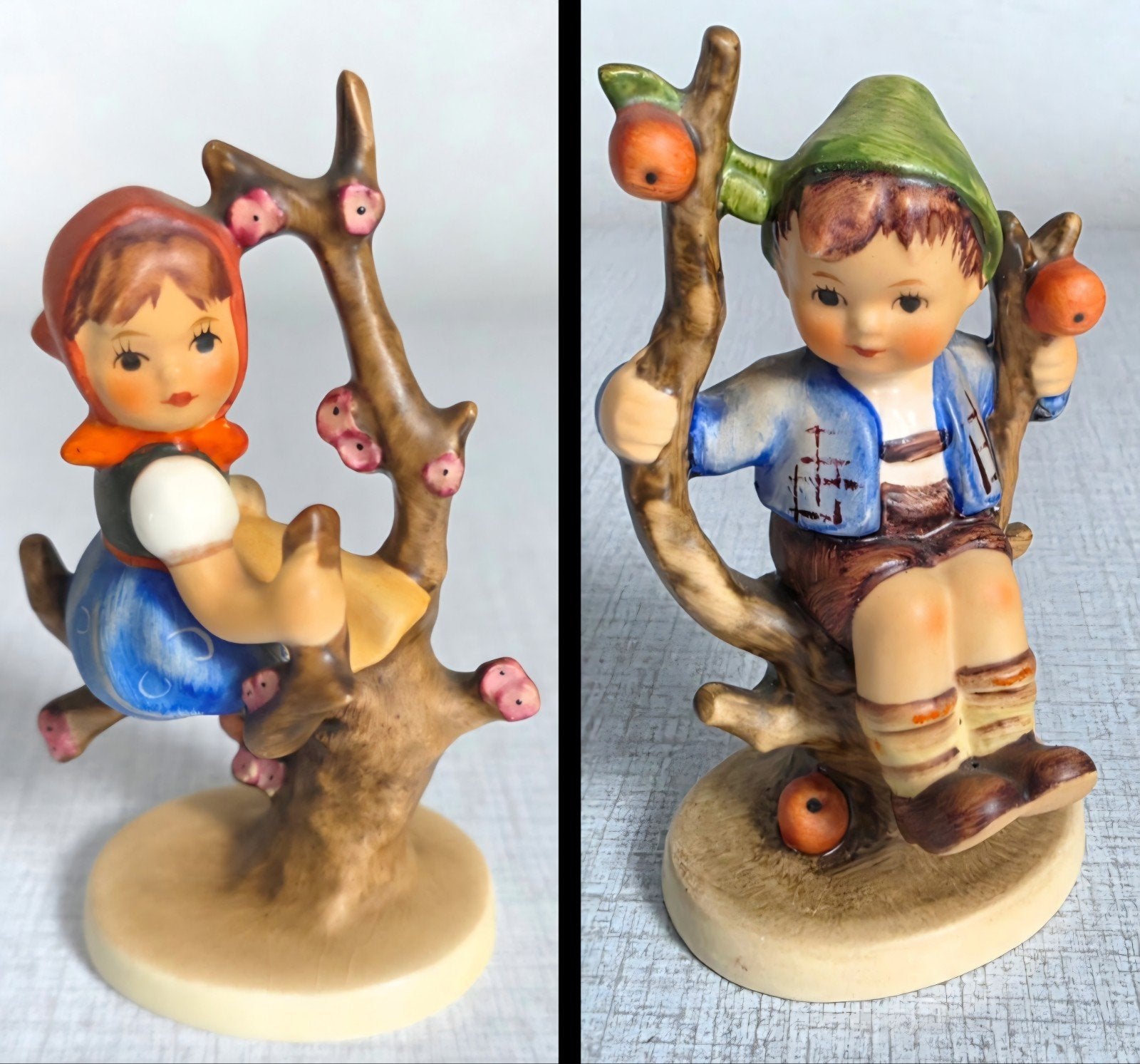 Vintage Hummel beeldjes: Meisje en Jongen in boom, Ophalen of Verzenden, Zo goed als nieuw, Hummel