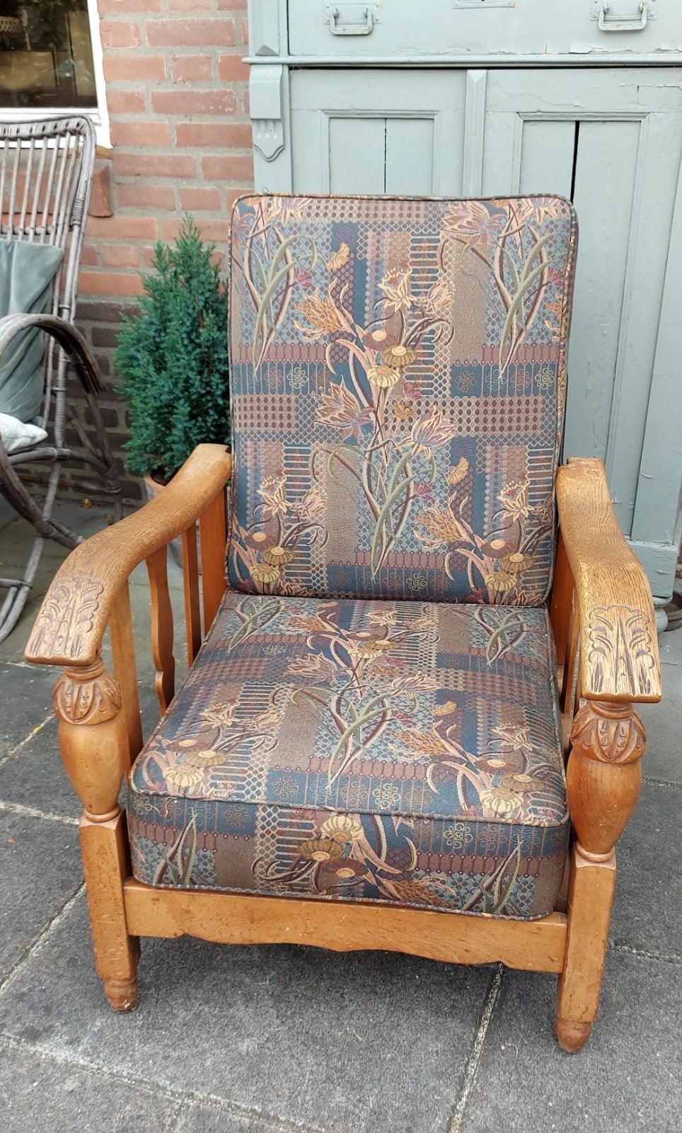 Vintage verstelbare "rookstoel" met bloemenpatroon, Ophalen