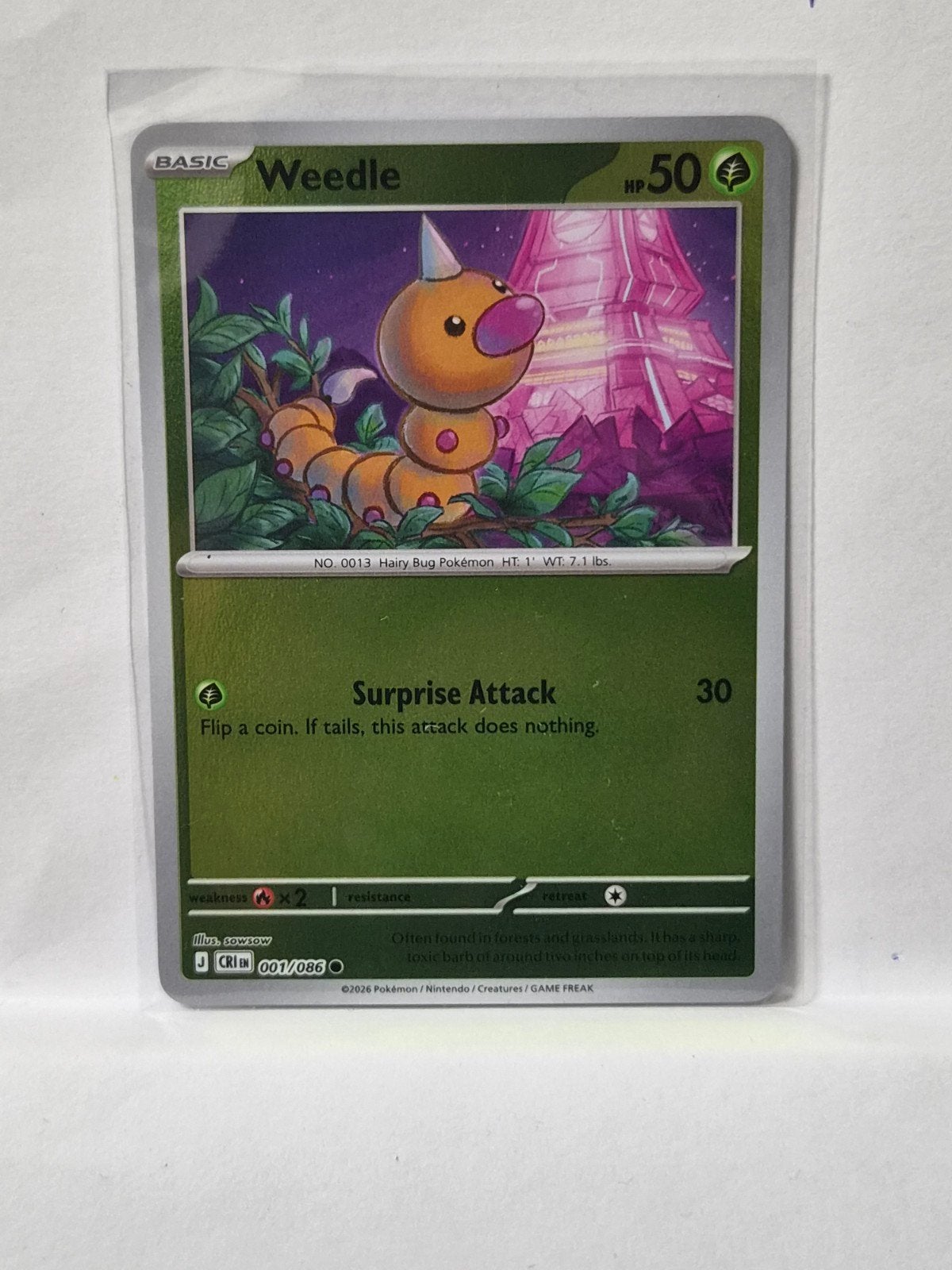 Pokémon Kaart Weedle 001/086 - Basic 50 HP, Hobby en Vrije tijd, Verzamelkaartspellen | Pokémon, Ophalen of Verzenden, Zo goed als nieuw