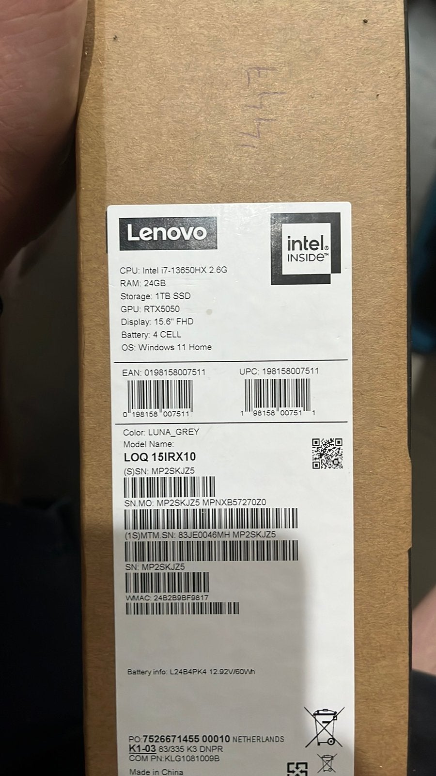 Lenovo LOQ 15IRX10 Gaming - Intel i7, RTX 5050, Computers en Software, Windows Laptops, Met videokaart, 2 tot 3 Ghz, Nieuw, Ophalen of Verzenden