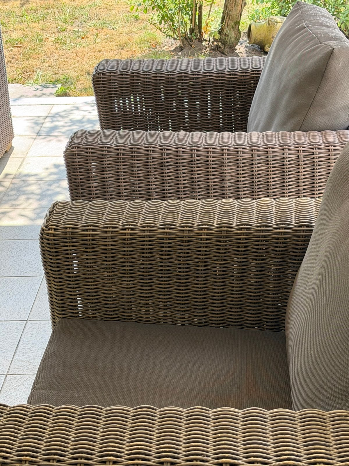 Luxe Wicker Loungeset met Comfortabele Kussens, Gebruikt, Meer dan 8 zitplaatsen, Ophalen of Verzenden, Loungeset