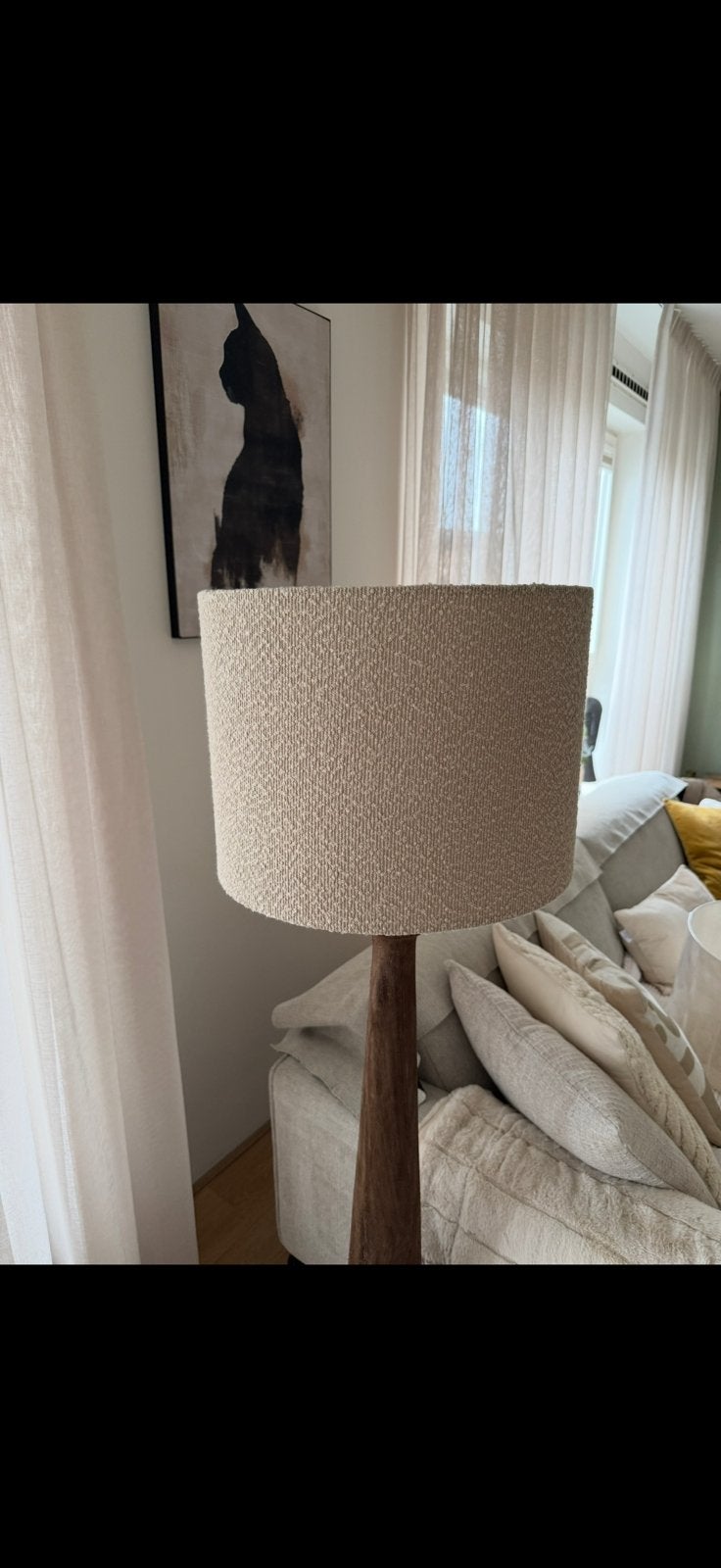 Bolero beige grote lampenkap bouclé 40 x 30, Ophalen, Gebruikt, Beige, Rond