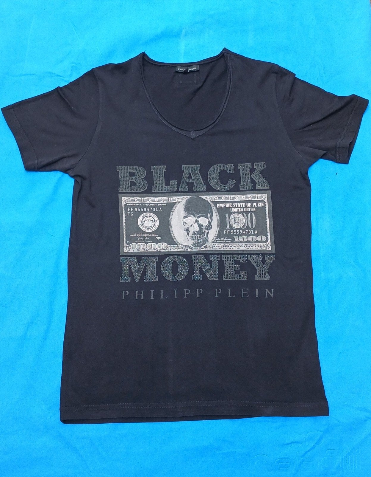 Philipp Plein “Black Money” T-Shirt – Size L, Ophalen of Verzenden, Zwart